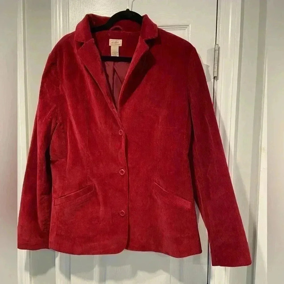 VTG L.L. Bean Y2K Women’s Magenta Pink Corduroy Button Blazer Lined Size 14 - Picture 1 of 10